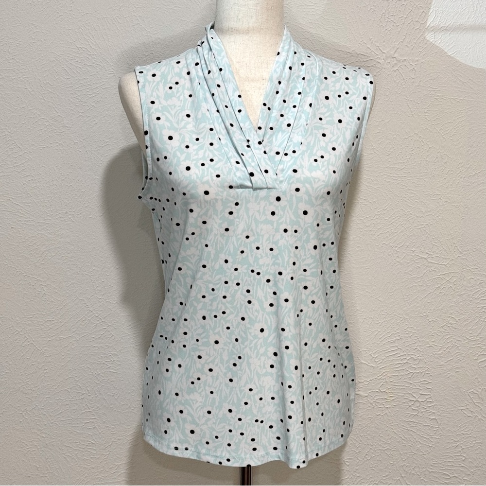 Anne Klein Light Blue Floral Design Blouse Size S